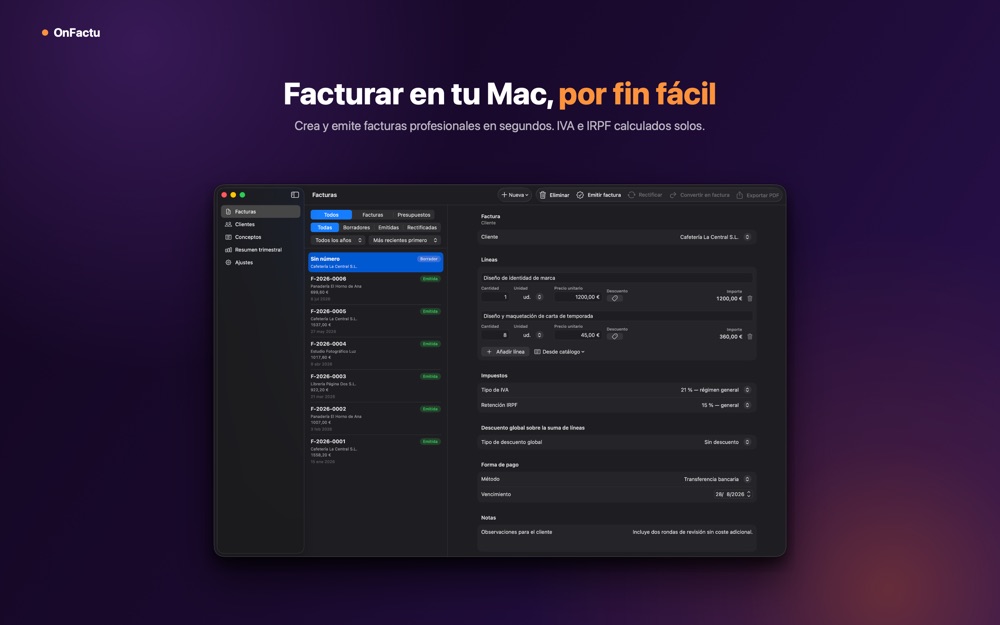 Captura de OnFactu en el App Store