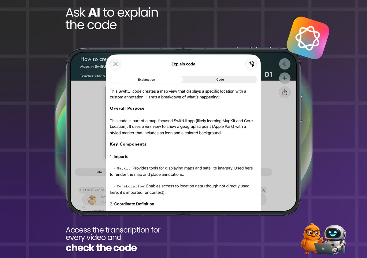 Ask AI to explain the code, read the transcription and check the source of every video.