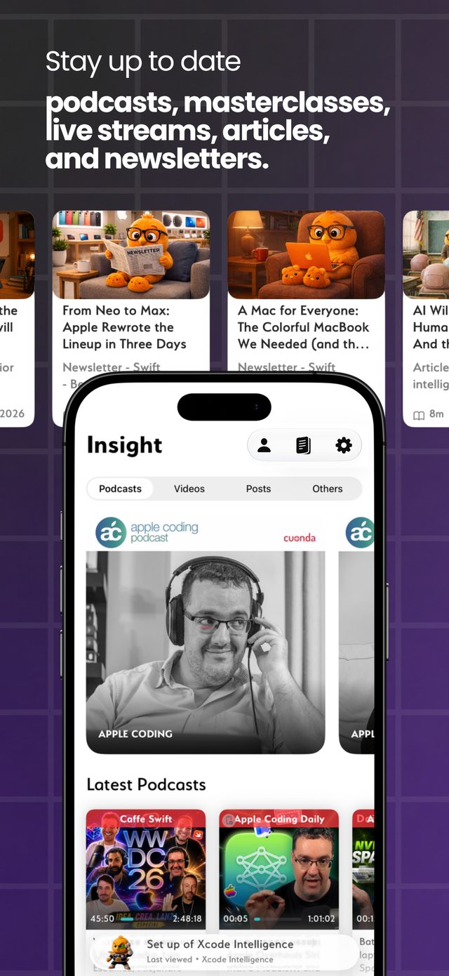 Stay up to date with podcasts, masterclasses, live streams, articles and newsletters.